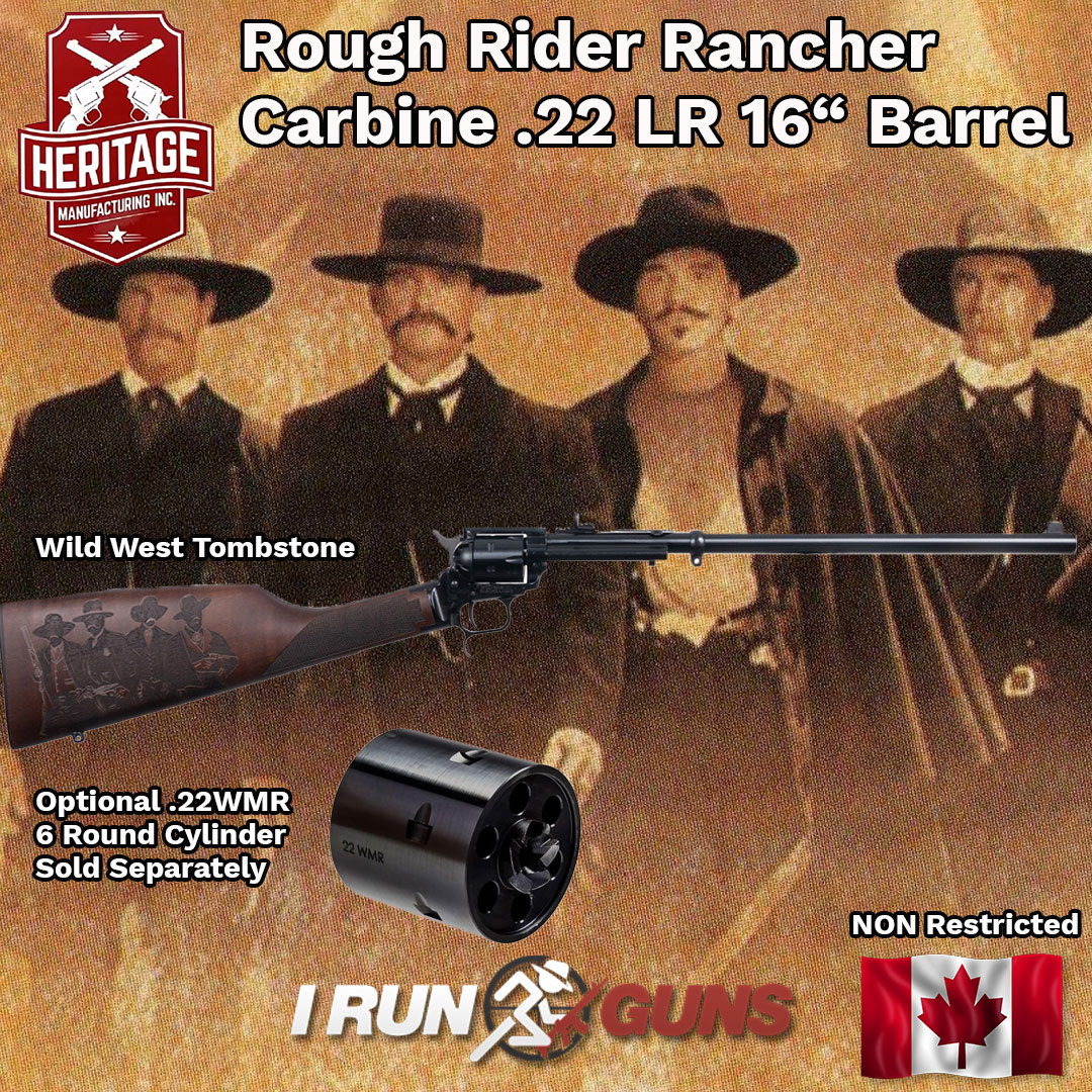 Experience the thrill of the Wild West the Heritage  Rough Rider Rancher! This .22 LR Rimfire Revolver Rifle 6-shot and a 16-inch barrel, combining classic style with  modern precision. Perfect for plinking and small game hunting.🔫 $344.99 USD
irunguns.ca/product.php?de…
#IRUNGUNS