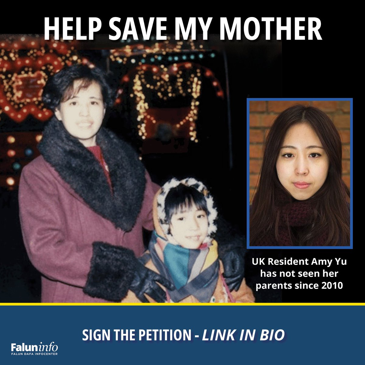 “I am very worried,' said UK fashion designer Amy Yu.

'I hope they [the CCP] can release my mother immediately and give her back her freedom. Stop harassing her. It is not wrong to believe in Truthfulness, Compassion, Forbearance.”

Read: bit.ly/4av8kyQ 

#SaveMyMother