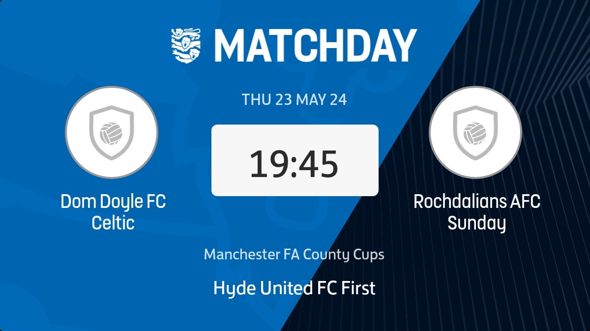 RochdaliansAFC's tweet photo. Massive game for the boys tomorrow as we take on Dom Doyle in the final of the MFA Sunday cup. 

Lads know they will have to be at their best to get the W with another chance of a 🏆 up for grabs

Get down and support the boys try and win this competition for the 1st time

#UTFD https://t.co/rGdxt0Nnhk