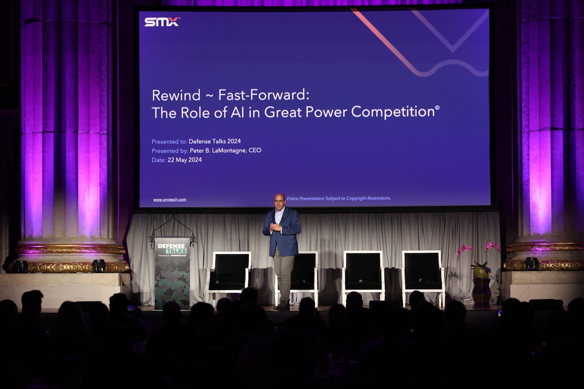 Peter LaMontagne, CEO of SMX, highlighted the evolution from 90s tech cooperation to today's tensions and stressed AI's pivotal role in national defense. #DefenseTalks