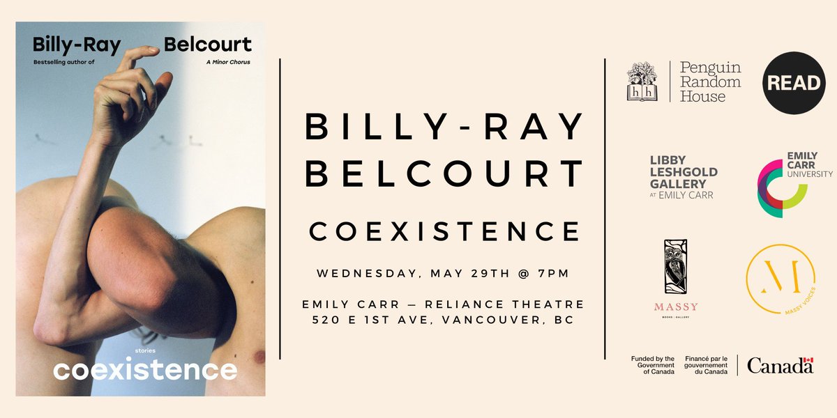 Join us Wed, May 29th at 7pm for a conversation with Billy-Ray Belcourt and Molly Cross Blanchard in celebration of Belcourt’s new book, Coexistence! Presented by Massy Books, Massy Arts Society, Penguin Random House & Libby Leshgold Gallery. bit.ly/3y3JJUg