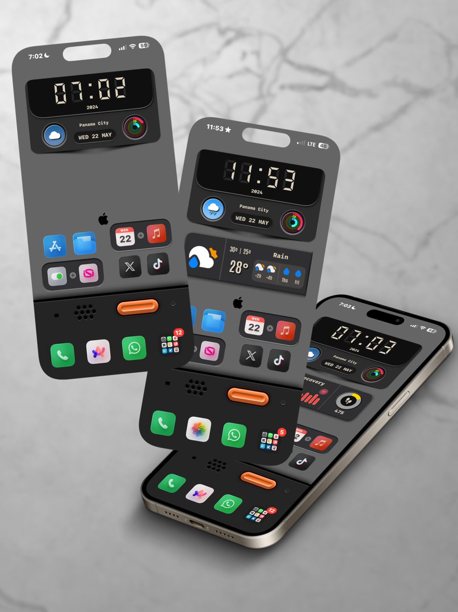 Today Setup - 😍 Still rocking my new Old style clock widgy and my small widgys. This gives me the info I need; weather and health, when need it, just rock the simple style old clock. @tweetbylokki @screenshot_pro #widgy #iostheming #cellphonetheming #appletheming #apple