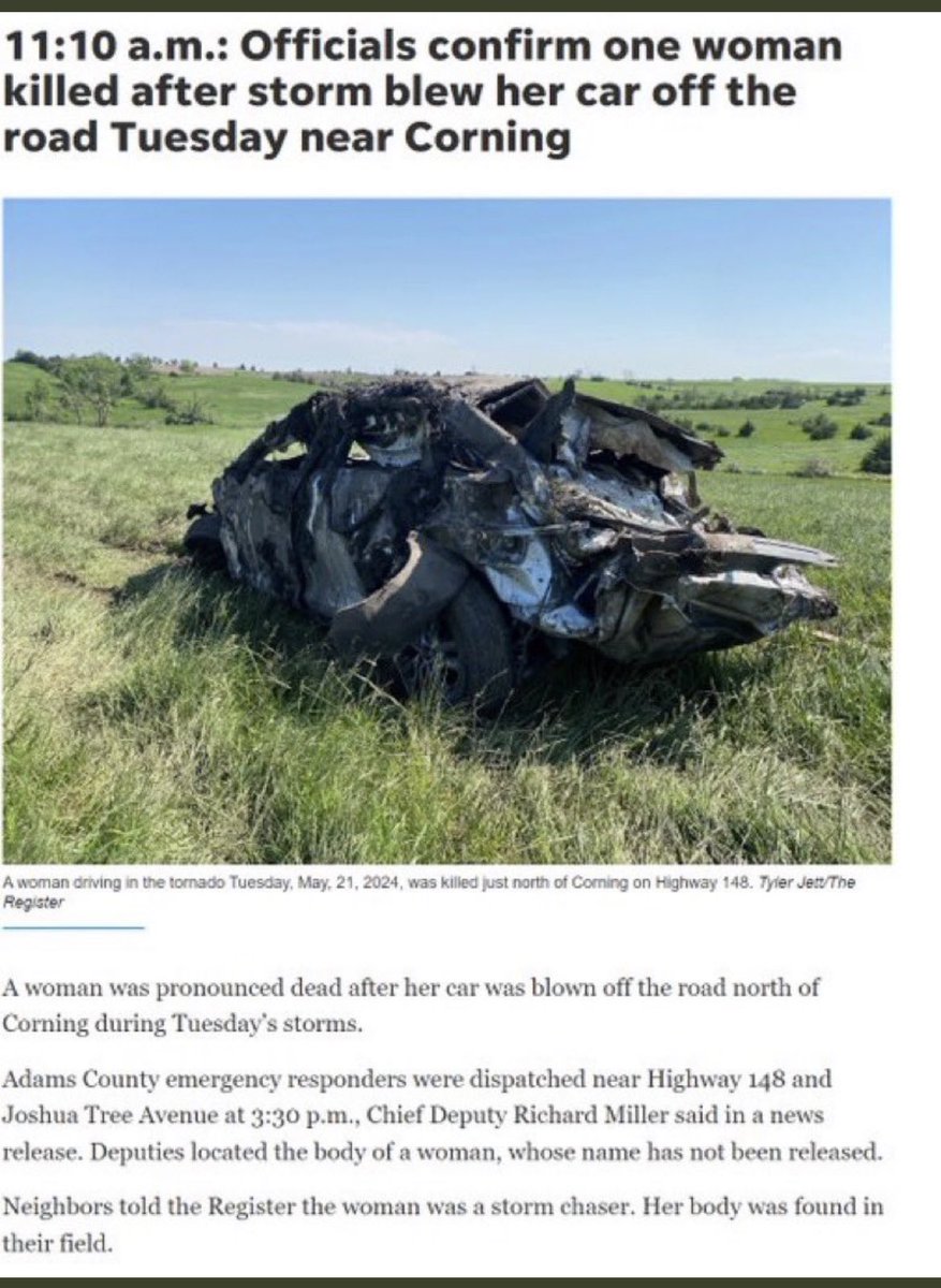 willardsharpwx's tweet photo. Sadly we lost a female chaser it appears yesterday. https://t.co/o7fTe7YM4l