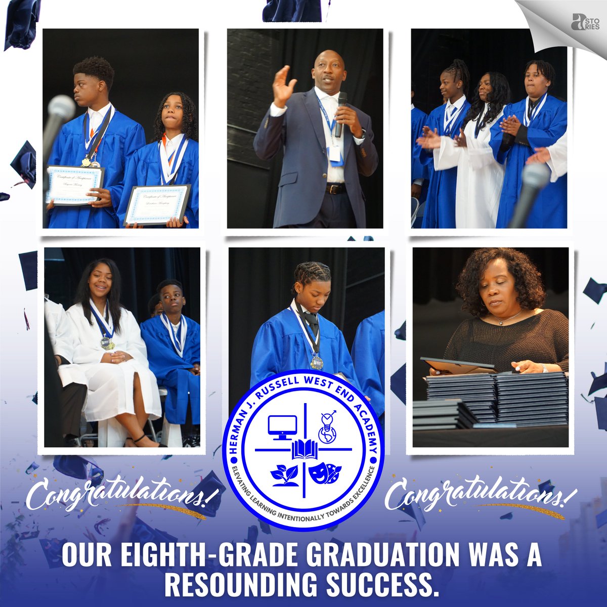 Our eighth-grade graduation was a resounding success. @TDGreen_ @DRVENZEN_aps @HRWEACOUNSELING