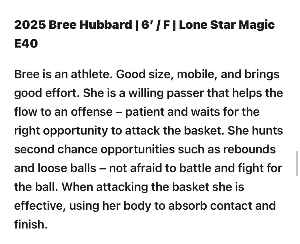Gene Smith (@basketballlone) on Twitter photo Some nice reviews on several of our girls <a href="/megynmeekins0/">megyn</a> <a href="/bralyn_peck/">Bralyn Peck</a> <a href="/breehubbard_12/">Bree Hubbard</a> from Day 2 #ClashofClubs I would say the assessment is spot on for all three🏀🏀🏀 <a href="/CoachLTid/">LARRY TIDWELL</a>
<a href="/Elite40League/">Elite 40 League</a> Some nice reviews on several of our girls <a href="/megynmeekins0/">megyn</a> <a href="/bralyn_peck/">Bralyn Peck</a> <a href="/breehubbard_12/">Bree Hubbard</a> from Day 2 #ClashofClubs I would say the assessment is spot on for all three🏀🏀🏀 <a href="/CoachLTid/">LARRY TIDWELL</a>
<a href="/Elite40League/">Elite 40 League</a>
