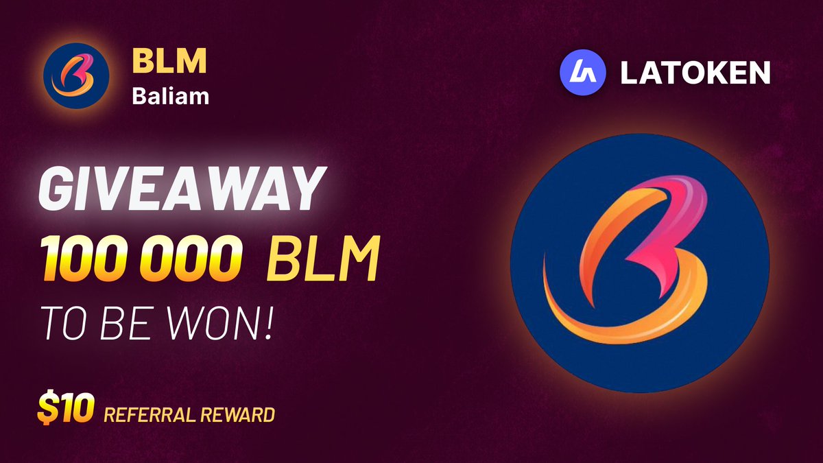 🏆 100 000 Baliam (BLM) GIVEAWAY on LATOKEN

✅ Complete all tasks and qualify for the Airdrop.
📲 Share with 5 Friends and Follow.
⏰ May 22, 2024 - May 29 2024.
🎁 Distribution date: 29 May, 2024.

👉 JOIN GIVEAWAY (go.latoken.com/eb73/8ec1)