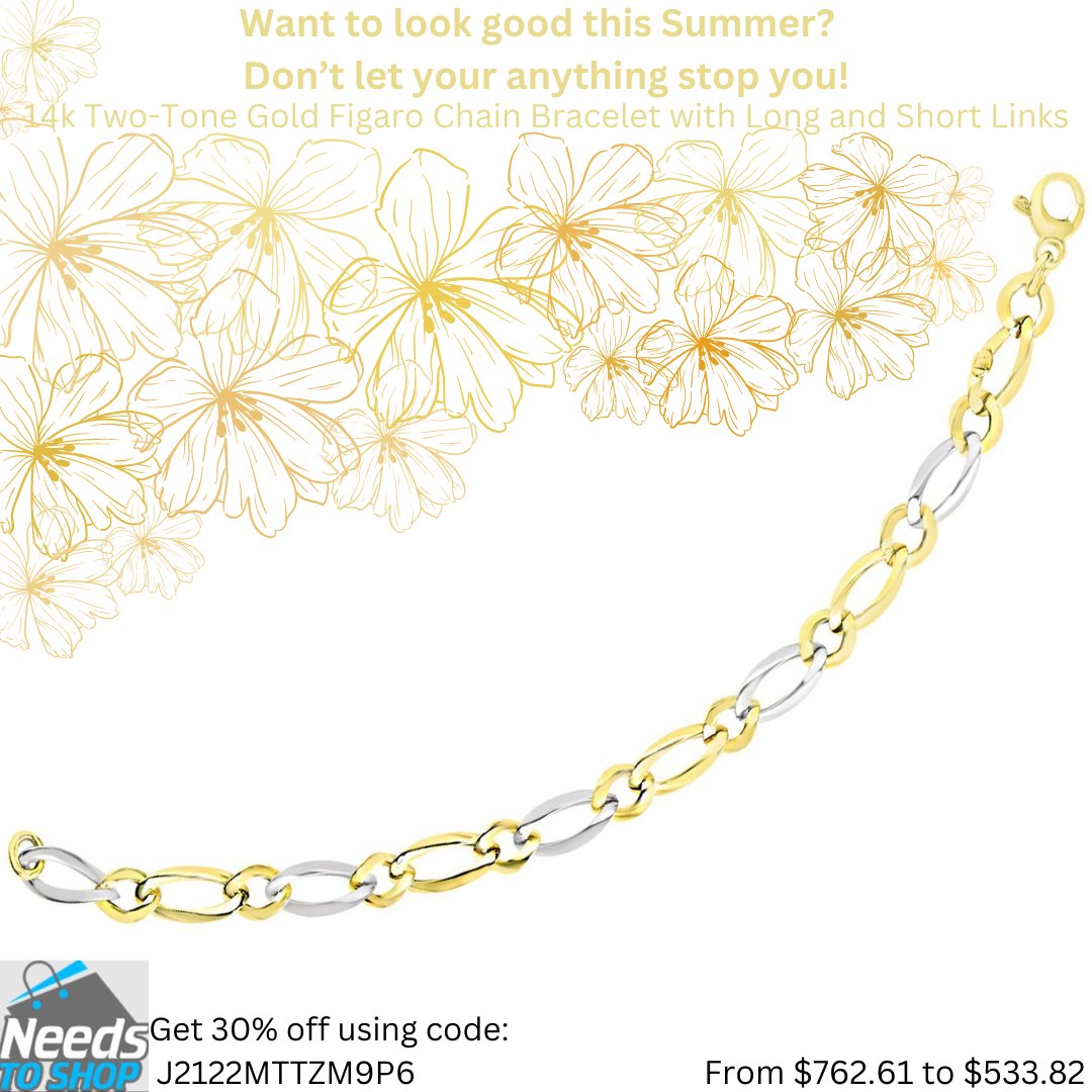 Want to look good this Summer? needstoshop.com/14k-two-tone-g… Get 30% off till May 31 using code: J2122MTTZM9P6 #14k #gold #yellowgold #figaro #whitegold #goldbraclet #braclet #luxury #luxurybraclet #LuxuryLiving #luxurylifestyles #figarochain #Chain