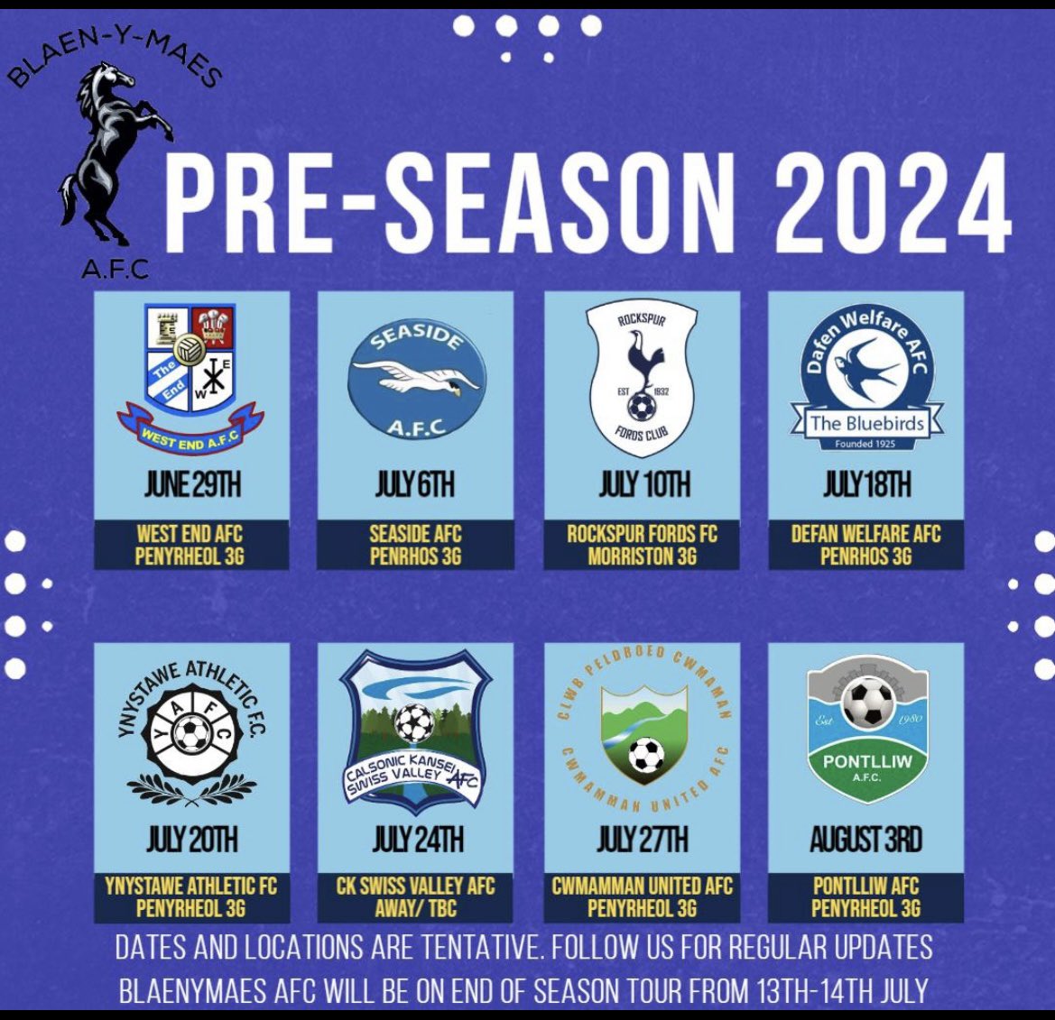 Big thanks to all my friends at the named clubs for sorting pre-season out so early for me <a href="/Blaenymaesafc/">Blaenymaes AFC</a> 
I'll look forward to a beer and catch up with you all soon.