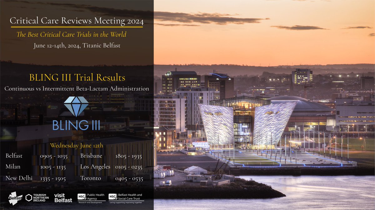 3 weeks tomorrow we start CCR24 with the BLING III trial results There are another 10 major RCT results to follow over the next 3 days, plus a few SRMAs Join us in person or virtually - free livestream plus paid CPD/CME option for 18 points criticalcarereviews.com/meetings/ccr24