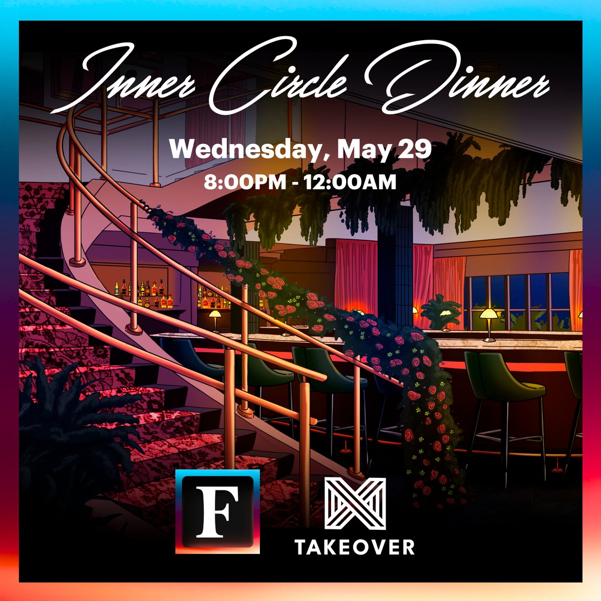 One event at Consensus isn't enough🥂 Thrilled to share the Forbes Inner Circle Founders Dinner, the night after our Welcome Party. We've taken over a premier downtown restaurant with @takeoverIRL for an invite-only evening exclusively for our community & partners Stay tuned👀