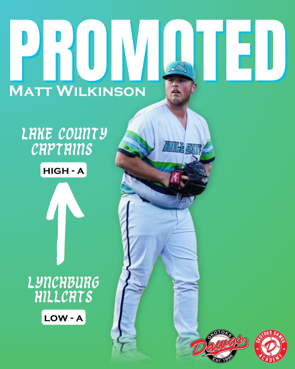 Matt Wilkinson moving his way through the ranks! Tugboat has been promoted to High-A as part of the Guardians organization, thanks to his phenomenal start this season! 

#dawgs #baseball #okotoks #wcbl #livebreathedawgs #proball #milb #mlb #tugboat #tug🐐 #🛥️