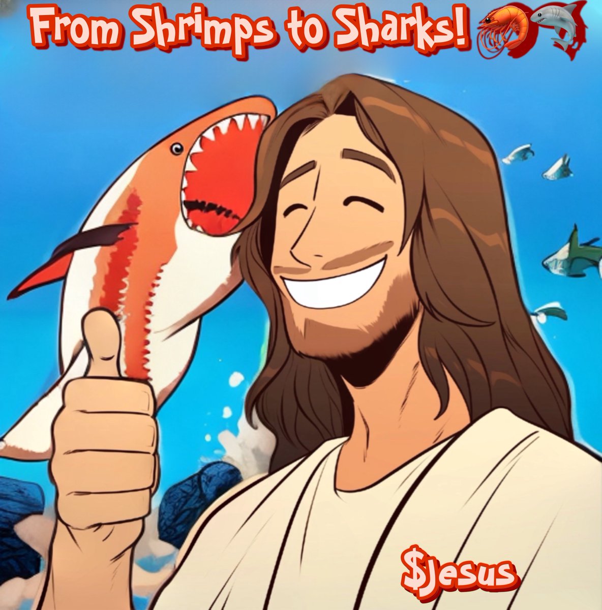 $jesus makes water 🌊 to wine 🍷
and shrimps 🍤 to sharks 🦈

#Cardano $ADA #MemePower