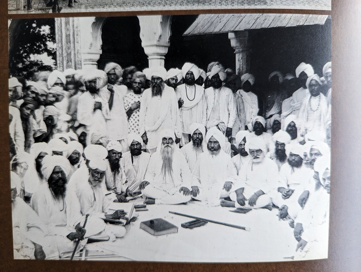 In the first image you'll read a message sent from the Singh Sabha to Lord Ripon by Man Singh, the president of the Golden Temple Committee in 1889. You might find this language pretty shocking - in the second photo you'll view Man Singh seated in the middle of the group.