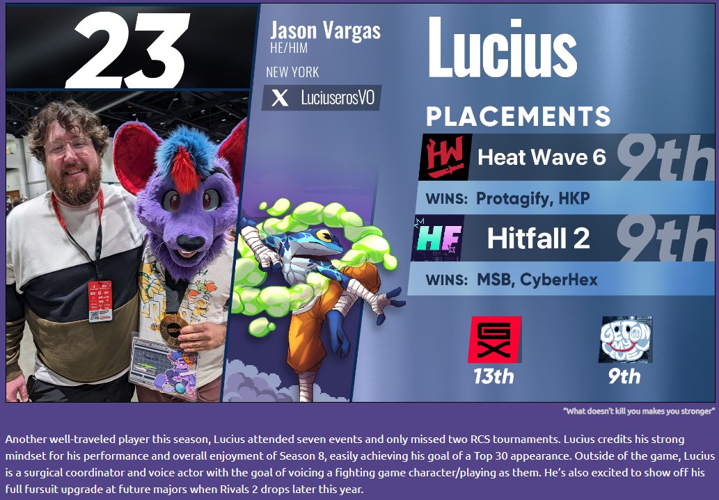Couldn't be any happier with my rank this season. working full time, getting promoted, working on my masters, working the grind in VO and still had my best season ever. And with Rivals 2 coming out and having my full fursuit, the sky is the limit!