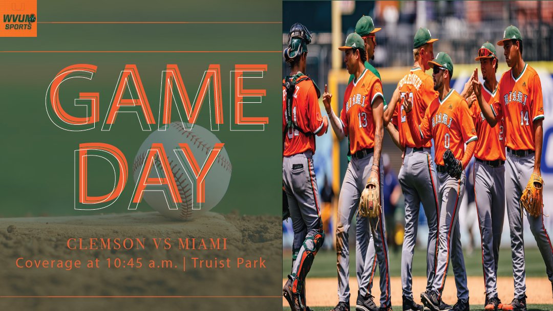 WVUM Sports (@wvumsports) on Twitter photo Win and advance, it's that simple 😤
⚾: #2 <a href="/ClemsonBaseball/">Clemson Baseball</a> vs #11 <a href="/CanesBaseball/">Miami Hurricanes Baseball</a>
🏟️: Truist Park
⏰: 11:00 a.m.
🎙️: <a href="/_NickMarino1/">Nick Marino</a> & <a href="/JMonteSports/">J Monte 🙌</a>
💻: wvum.org/listen
📻: 90.5 FM Win and advance, it's that simple 😤
⚾: #2 <a href="/ClemsonBaseball/">Clemson Baseball</a> vs #11 <a href="/CanesBaseball/">Miami Hurricanes Baseball</a>
🏟️: Truist Park
⏰: 11:00 a.m.
🎙️: <a href="/_NickMarino1/">Nick Marino</a> & <a href="/JMonteSports/">J Monte 🙌</a>
💻: wvum.org/listen
📻: 90.5 FM