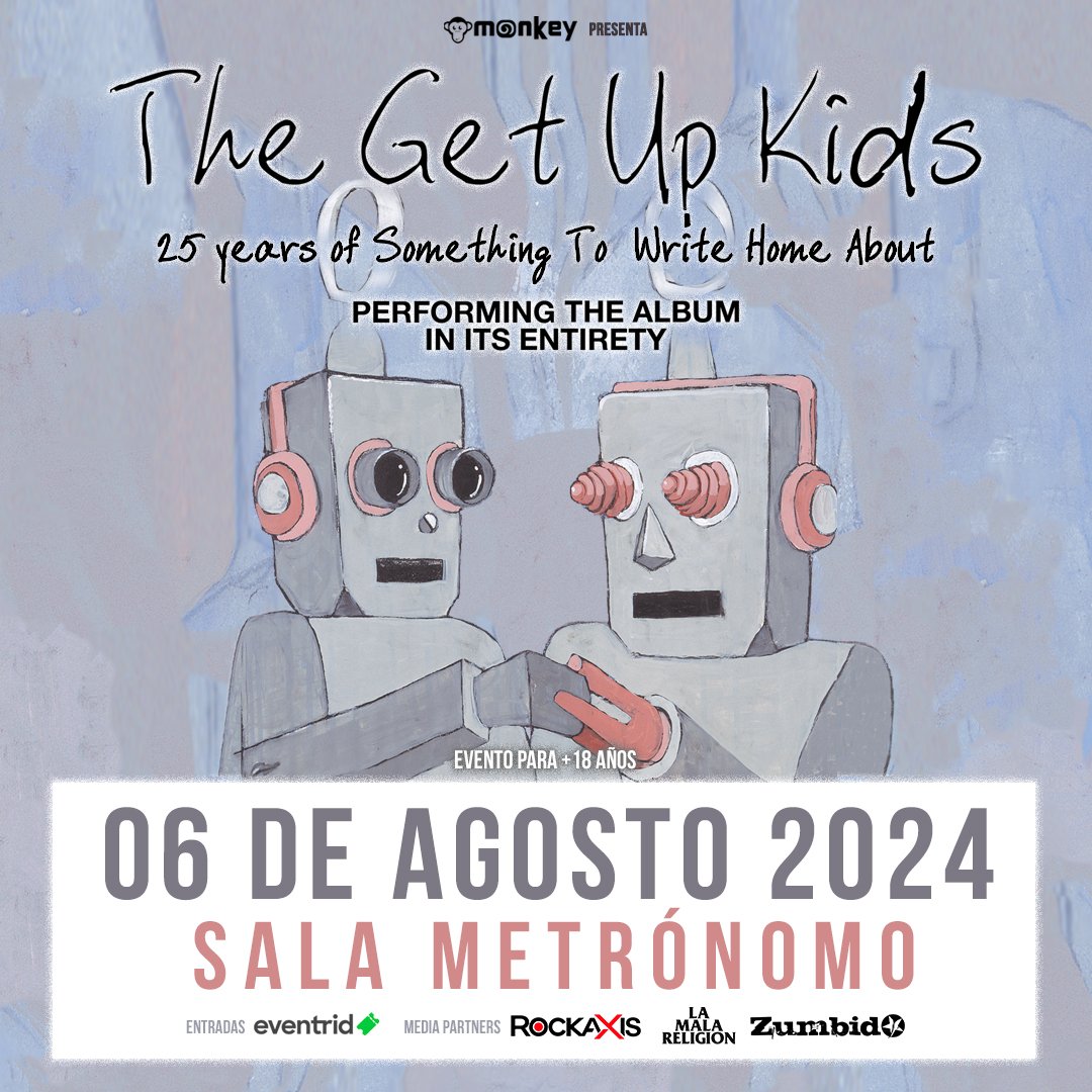 🎸 **¡The Get Up Kids en Chile!** 🎸 La icónica banda de la escena emo ha confirmado su regreso a nuestro país el 6 de agosto de 2024 en Sala Metrónomo. 🗓️ 👉 acortar.link/ZgSzM0 Entradas vía @eventrid Produce @monkey_chile #TheGetUpKids #Emo #ConciertosChile Rockaxis