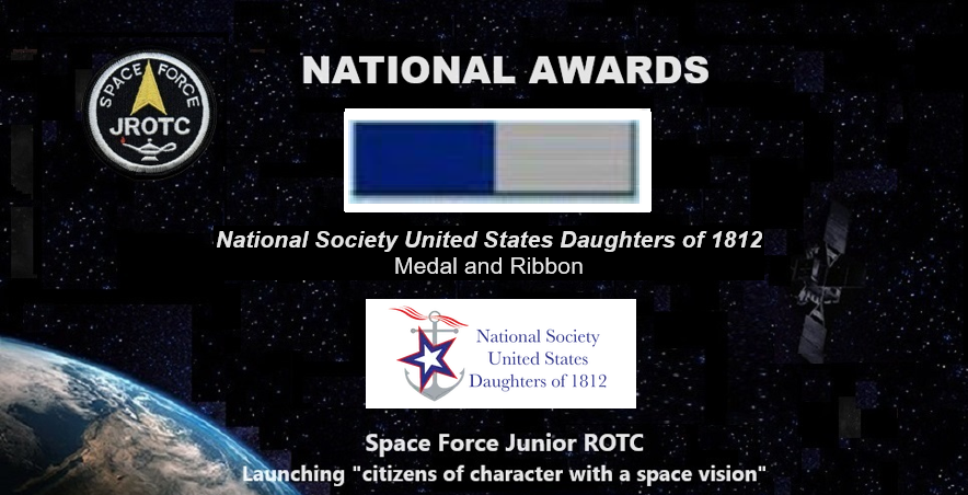 The #SFJROTC enterprise is excited for the many partnerships that motivate the next generation of #CadetGuardians towards #citizenship and #character.  Thank you to the National Society United States Daughters of 1812 for sponsoring your award program. @HQAFJROTC + @USSF_STARCOM.