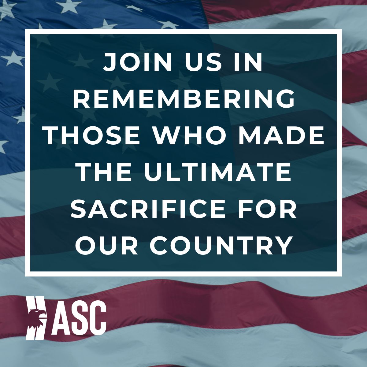 This Memorial Day, join us in honoring the members of the U.S. Armed Forces we have lost while in service to our country. 

Today, we pause to remember service, selflessness, and sacrifice.

#ASCgov #MemorialDay