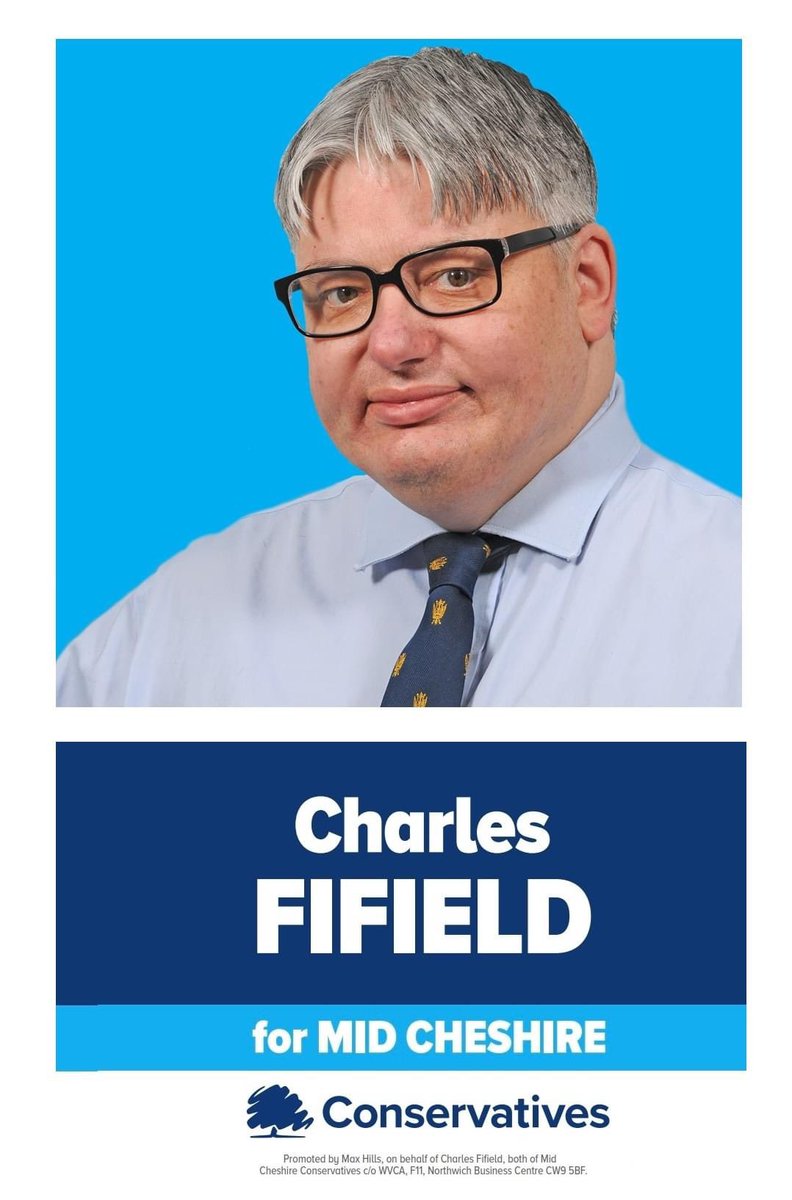 I will be standing in Mid Cheshire, which comprises Northwich, Winsford & Middlewich, for the Conservatives. 

I have lived & worked around Northwich all my life, if elected on 4th July, I promise to work hard for the people of our 3 great salt towns. charlesfifield.com