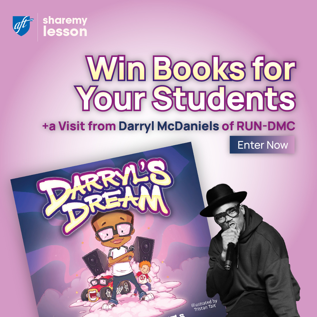 We keep celebrating educators! 🍎 March right this way for an exciting chance to win a special school visit from the King of Rock, Darryl McDaniels 💫🎤 marketplace 📚. Don't miss this amazing opportunity. Enter before May 30th at sharemylesson.com/rundmc 🚀@kingdmc @firstbookorg