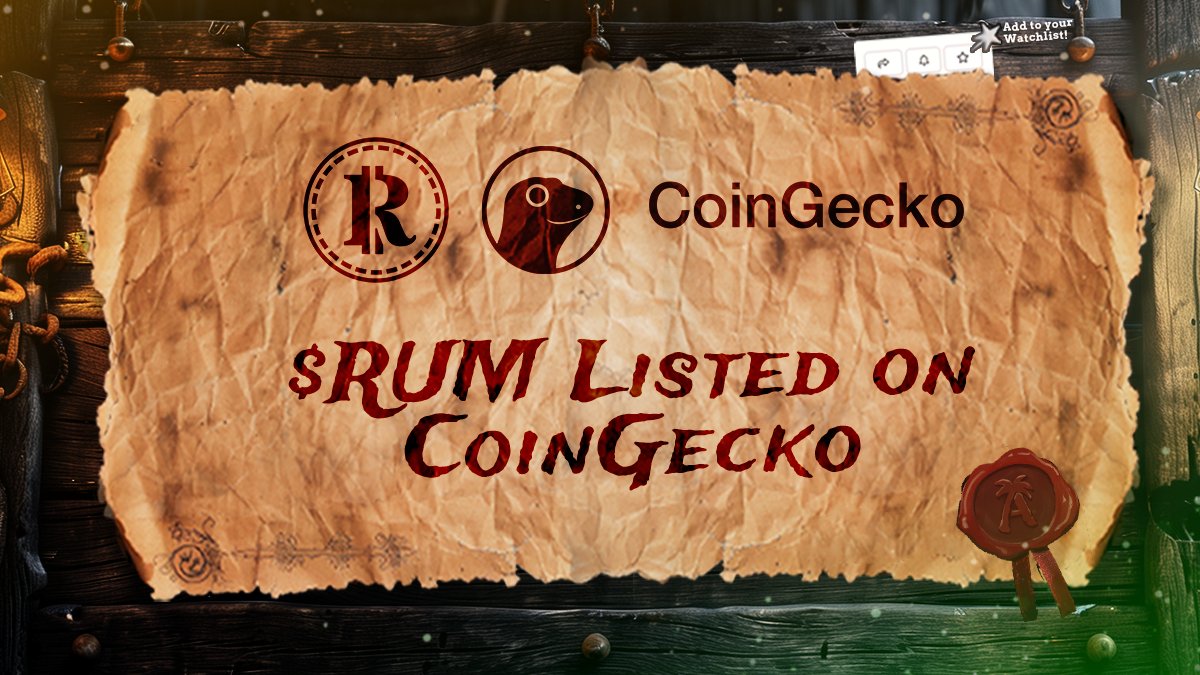 🚀 Ahoy, Pirates! 🏴‍☠️ We’re thrilled to announce that $RUM is now listed on @coingecko! 🌟 Check out the latest price and market data for Arrland RUM here: coingecko.com/en/coins/arrla… Thank you for your ongoing support. Let’s continue to make waves! 🌊 🦜