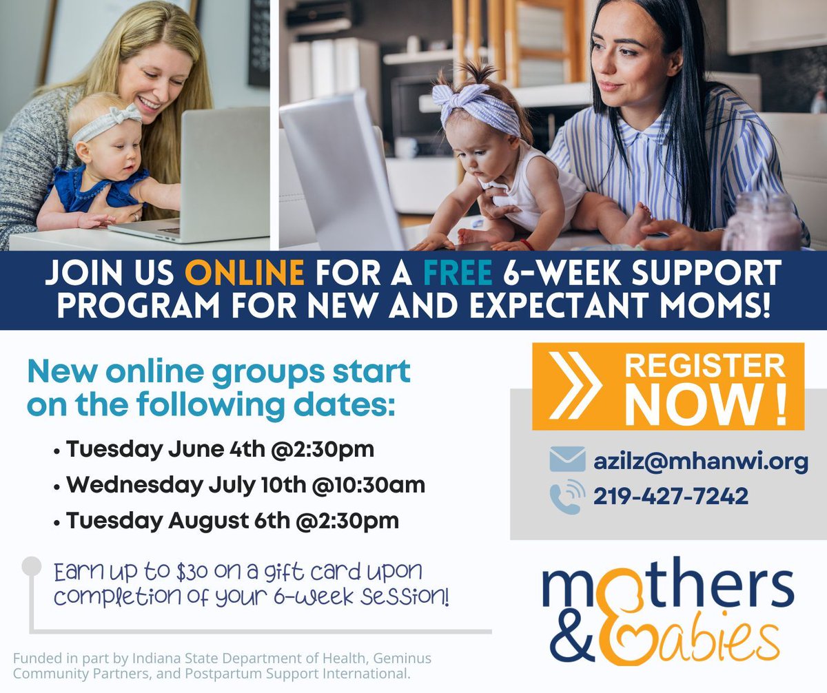 Pregnant & Parenting Moms - new online sessions are available now - sign up for one of three upcoming Mothers & Babies group sessions beginning in June, July, or August! #pregnancy #pregnant #baby #newborn #postpartum #postpartumdepression #supportgroup #mentalhealth