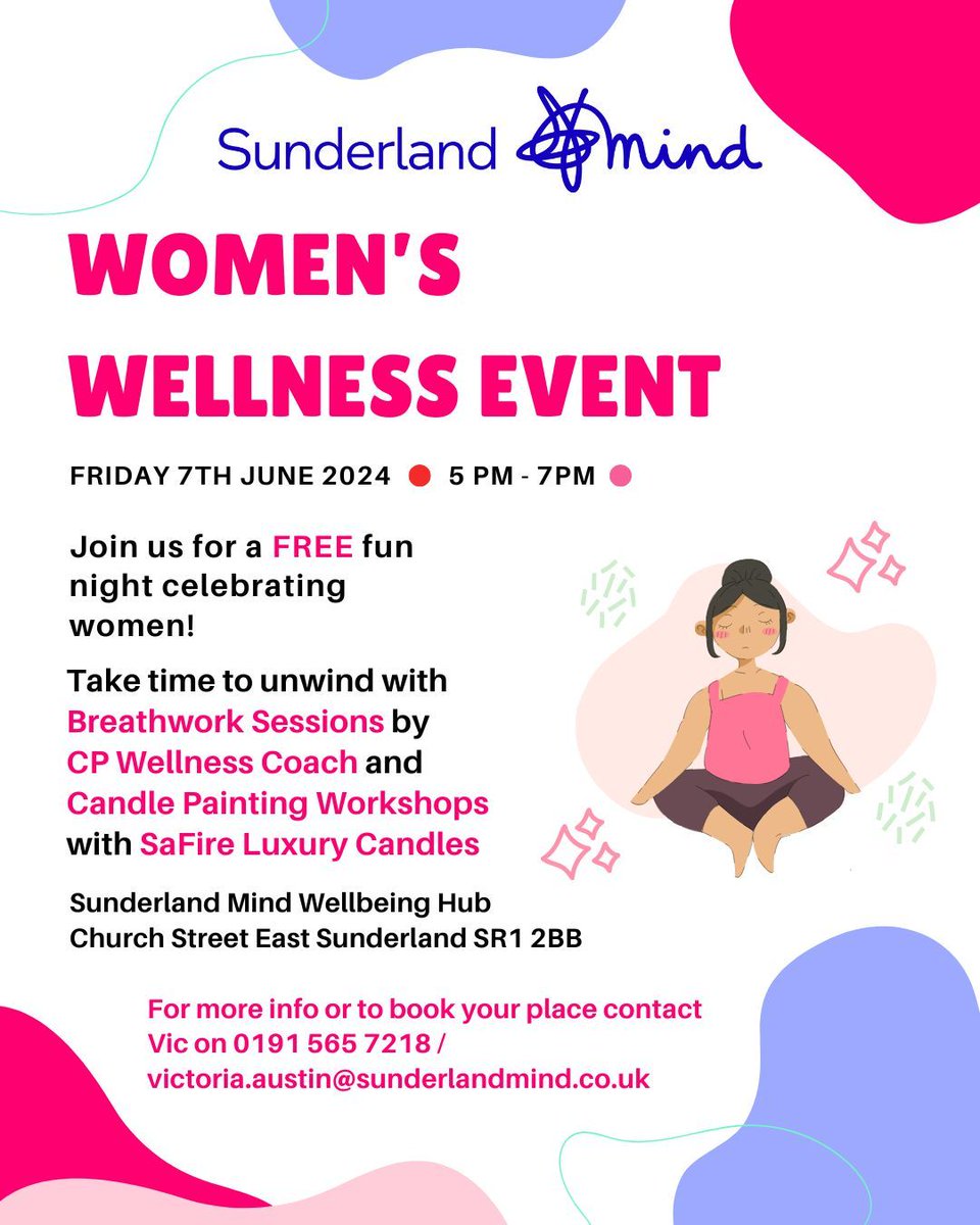 We are so excited to announce that Candle Painting Workshops with SaFire Luxury Candles are joining our FREE Women's Wellness Event! Along with CP Wellness Coach's Breathwork Sessions, its sure to be a brilliant night! Contact info on the poster to book your spot! #sunderland