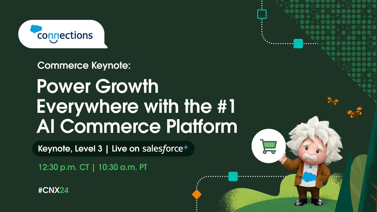 🔴LIVE on Salesforce+: The @CommerceCloud Keynote at #CNX24. Discover industry-changing solutions designed to help you quickly increase sales and reduce costs – all with the #1 AI Commerce Platform: sforce.co/44LMvKt