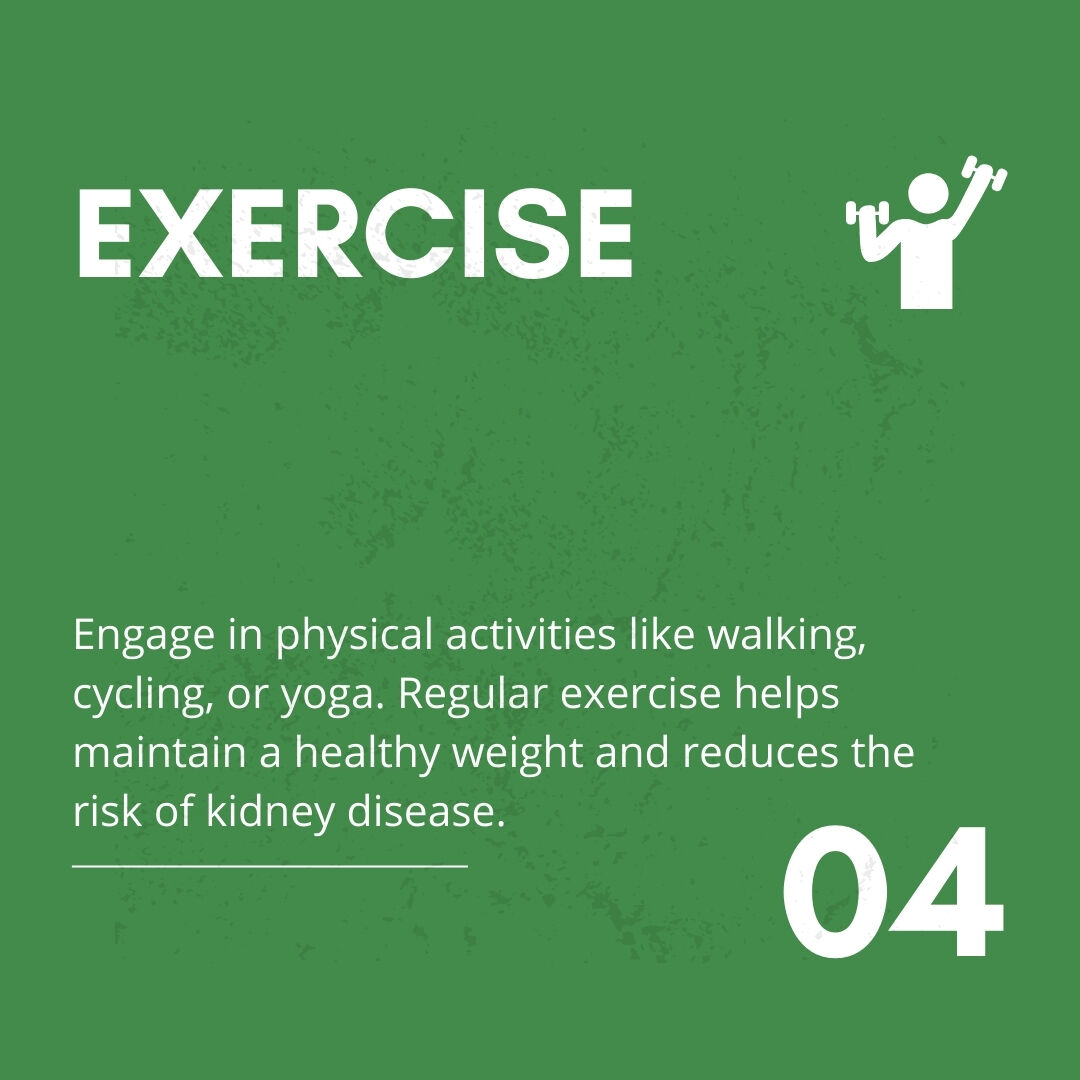 Keep your kidneys happy and healthy with these essential tips! 

Your kidneys work hard for you, so let's take care of them! Share these tips with your loved ones and spread the word. 💚

#KidneyHealth #HealthyLiving #Wellness #StayHydrated #BalancedDiet #Exercise