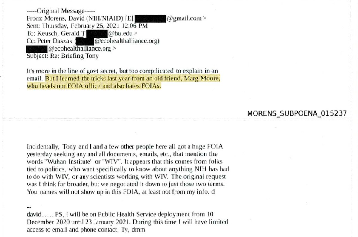 The head of Fauci's FOIA office 'hates FOIAs.' Go figure. The 'FOIA lady' that helped Fauci aide David Morens avoid FOIA has been apparently identified.