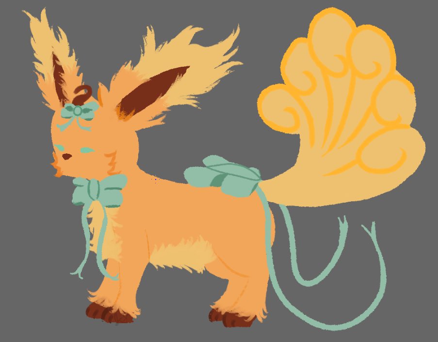 pokémon fusion for my love! it’s a vulpix + sylveon + leafeon fusion! ~ s/hares & com/ments appreciated, they help so much