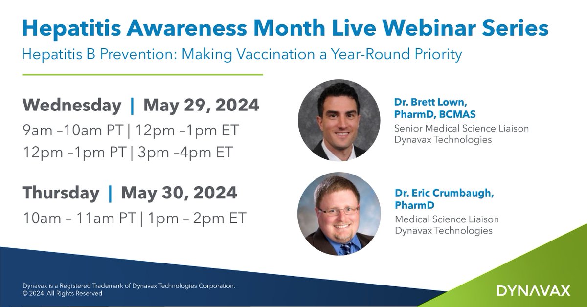 Join one of these upcoming webinars to learn about the crucial role family physicians like you play in preventing and treating viral #hepatitis: 📅 May 29, 1 pm ET: bit.ly/3wsQ0sh or 3 pm ET: bit.ly/4dqKiYz 📅 May 30, 1 pm ET: bit.ly/3WneqxW