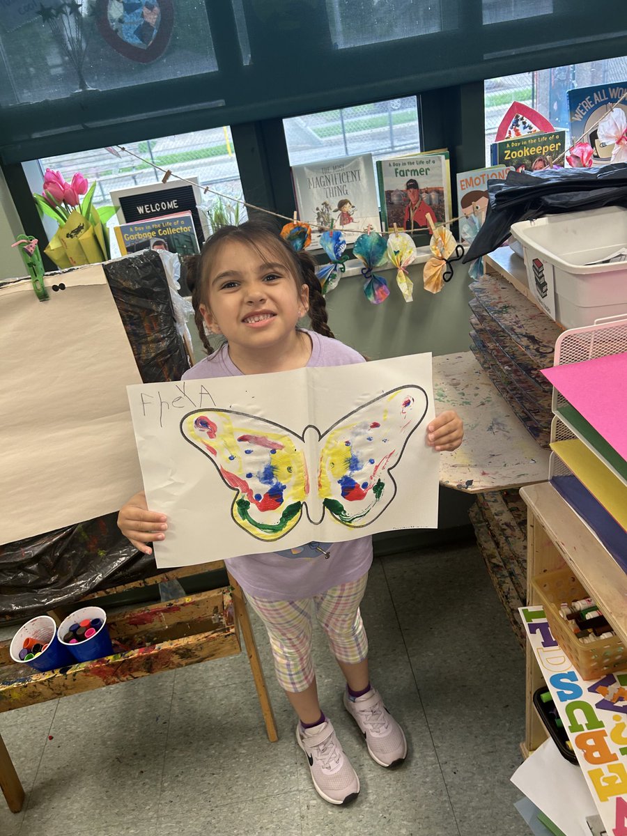 Butterflies have been very popular in EYA.  Today we practiced the concept of symmetry by painting one side of a butterfly outline,  folding the paper and spreading the paint to apply it to the other side.  ⁦<a href="/KingEdwardLions/">King Edward</a>⁩