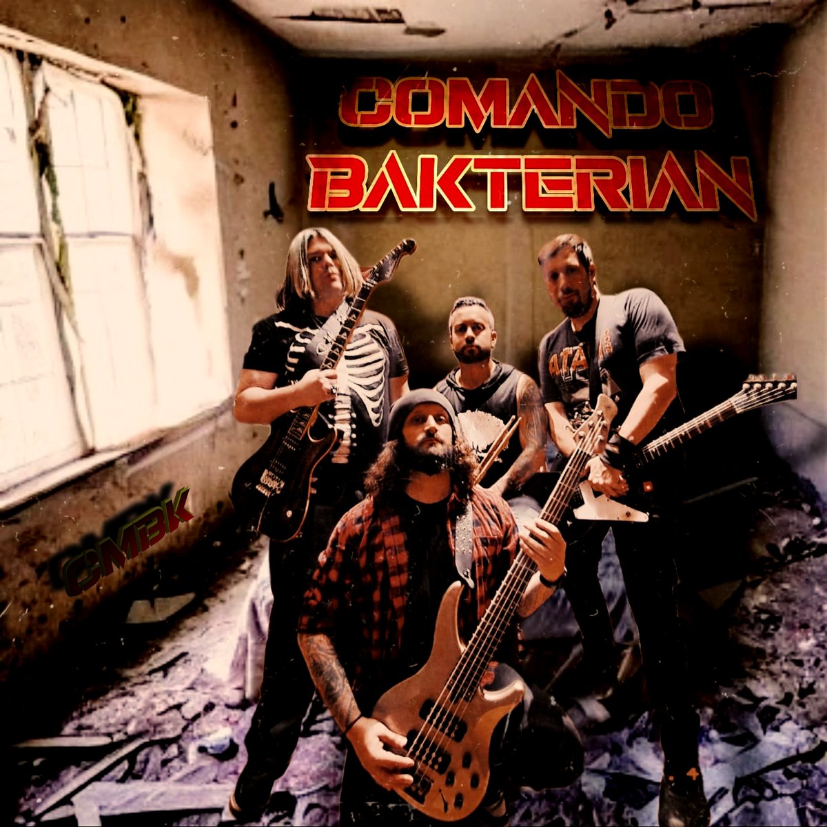 cmbakterian's tweet photo. Les presentamos los integrantes de la banda:
Voces y guitarra rítmica: @andy_bakterian 🎸🎙️
Bajo y coros: @polletoh 🎸
Primera guitarra, voces y coros @_medicenjota_ 🎸
Batería: @darioivan2 🥁
#comandobakterian #musicarock #música #musicametal #cmbk #thrashmetal #musicmetal https://t.co/Zb3NpYD7La