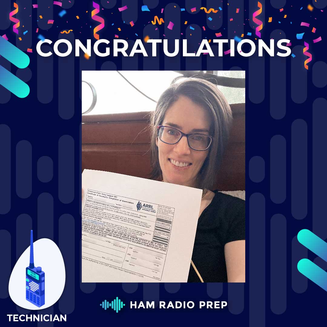 'The ease of it' Kelliann of #Washington said about our course after passing her #FCC Technician class #HamRadio license exam. Congratulations Kelliann and we hope to hear you #OnTheAir soon! ! Get your U.S. amateur radio license when you study at HamRadioPrep.com