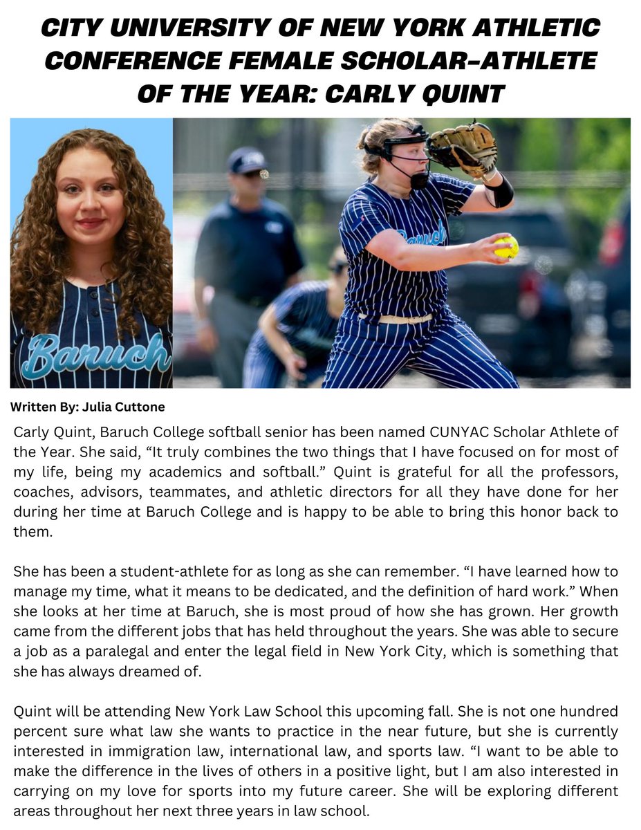 Issue #15 of the <a href="/BaruchAthletics/">Baruch College Athletics</a> Bearcat Newsletter! Thank you Charles Martinez, Milagros Arias and Carly Quint for taking the time to be interviewed. Go Bearcats!