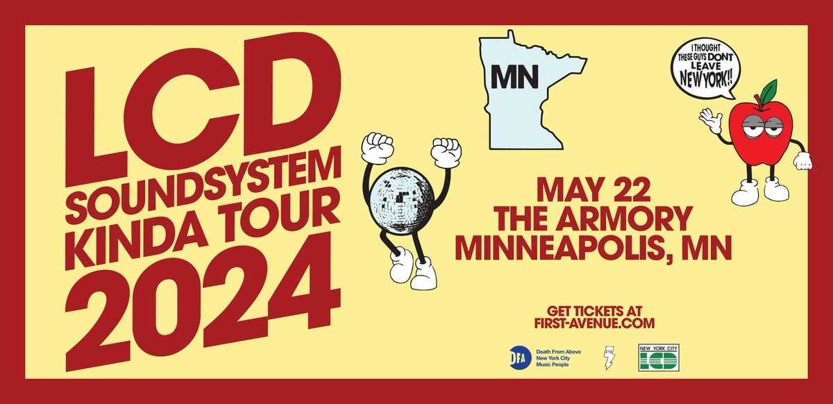 🔥TONIGHT🔥 @LCDSoundsystem - MPLS! Here’s what you need to know ⬇️ - Doors at 6pm // Show at 7:30pm - Bags 12”x12”x6” - Arrive promptly prior to 7:30pm, don’t miss out. Message us for limited remaining premium experience options. See you 🔜 🎟️ armorymn.com/events/lcd-sou…