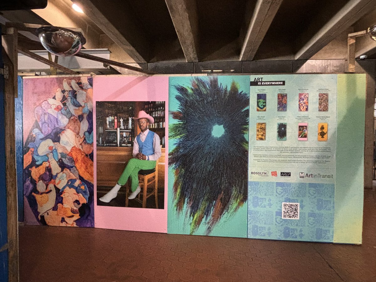 wmata's tweet image. Our #ArtinTransit program partnered with @RosslynVA to beautify the construction panels at Rosslyn Metro Station. Check out the vibrant artwork by local artists on your commute! Learn more: wmata.com/about/news/Loc… #wmata #RosslynVA