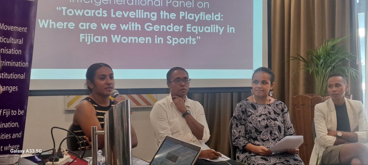 'We were not having training because there were no training facilities for the girls to train,' Roselyn shares her experiences as a local football rep in Suva during a panel for the #YoungWomenInSports leadership training. #WomenInSports @womensfundfiji