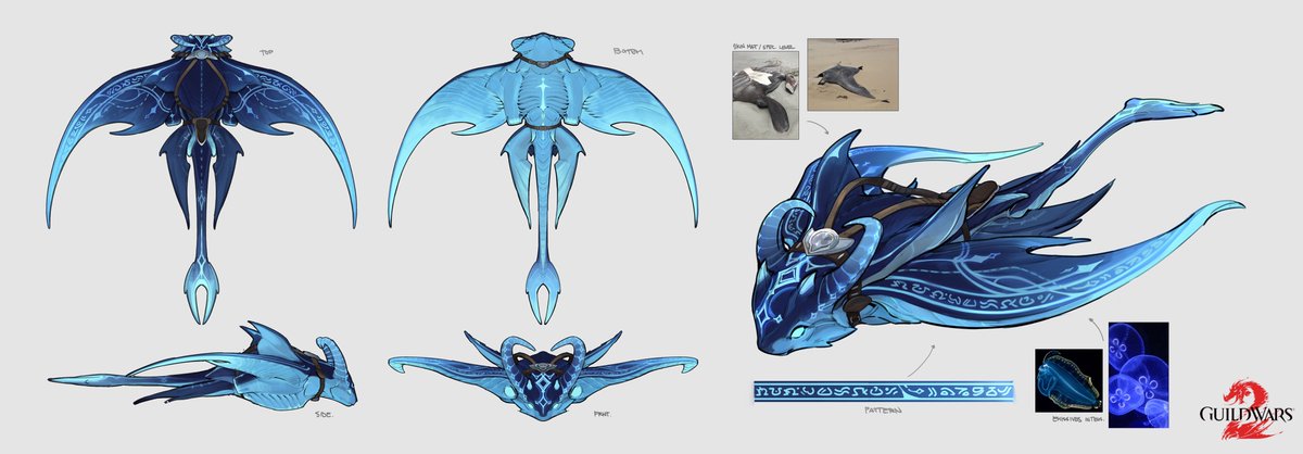 I can finally make my first industry-related post today! I got the chance to work on a mount skin for GW2 that got released recently. Here's the full ortho of the final design.