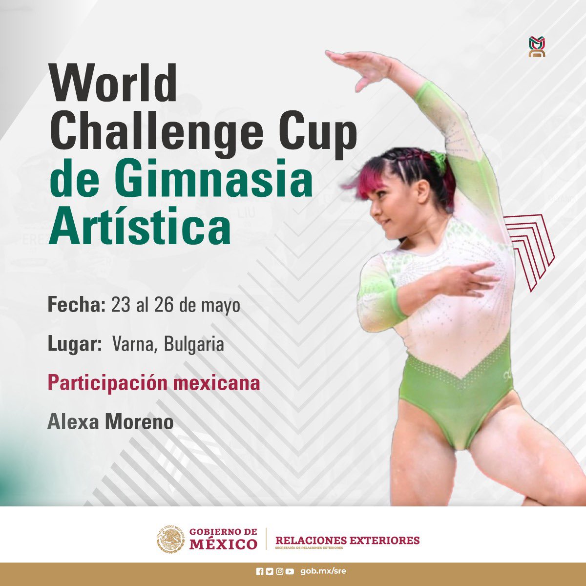 🤸🏻‍♀️La gimnasta mexicana, Alexa Moreno se encuentra en el continente europeo para disputar el World Challenge Cup de Gimnasia Artística que se realizará del 23 al 26 de mayo. ¡Buena suerte!