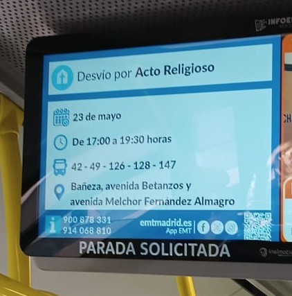 integrity383's tweet photo. @EMTmadrid ¿Podríais darnos más información de que acto religioso es y que desvíos se van a realizar? https://t.co/8g3donhgKS