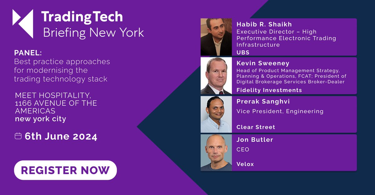 Join us at TradingTech Briefing New York on June 6th to hear this panel discussion on best practice approaches for modernizing the trading technology stack; with speakers from @ubs, @Fidelity, Clear Street & Velox. Register: a-teaminsight.pulse.ly/4qfsxw7ege #TTSNYC #AI #tradingtech