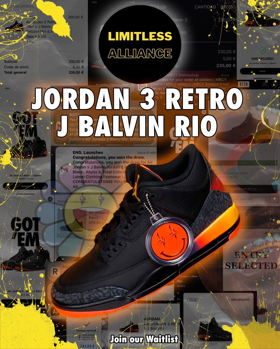 Jordan 3 JB RIO
DESTROYED 💥

Nuestros miembros han podido asegurar un gran número de pares gracias a nuestras recomendaciones y pings 🫡

A que esperas para unirte??? 🟢