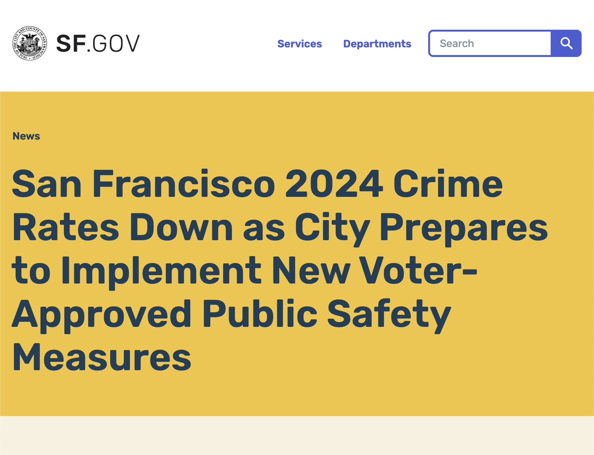 san francisco and fbi: 'hey crime is down since recalling the progressive DA' progressives: 'nuh uh' sf.gov/news/san-franc…