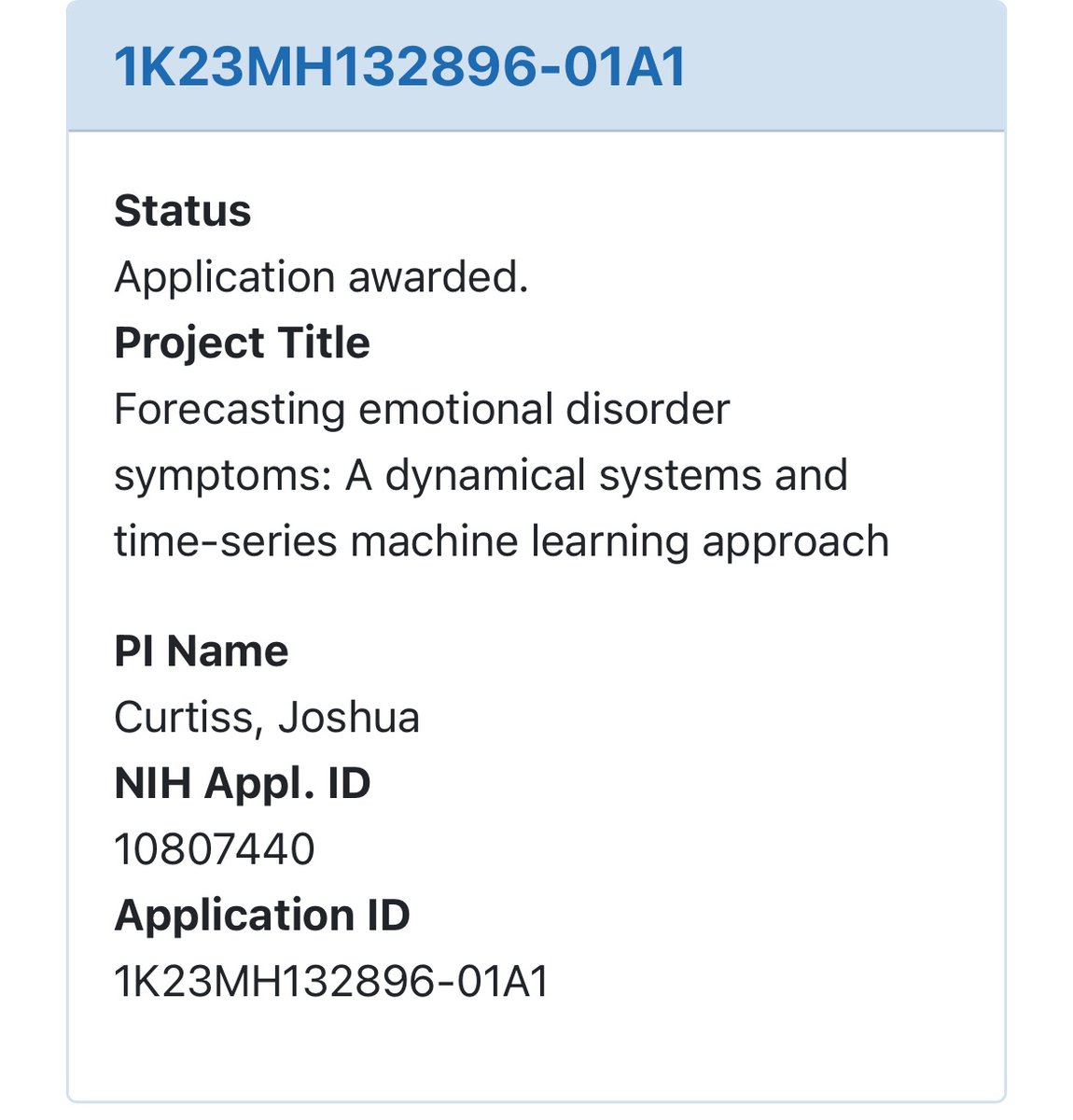 Excited to share that my K23 is finally funded! 🎉 Looking forward to working on this time-series forecasting/ML project with passive sensor & ema data. Many thanks to my mentorship team for their support along the way :) #machine learning #time-series #dynamicalsystems