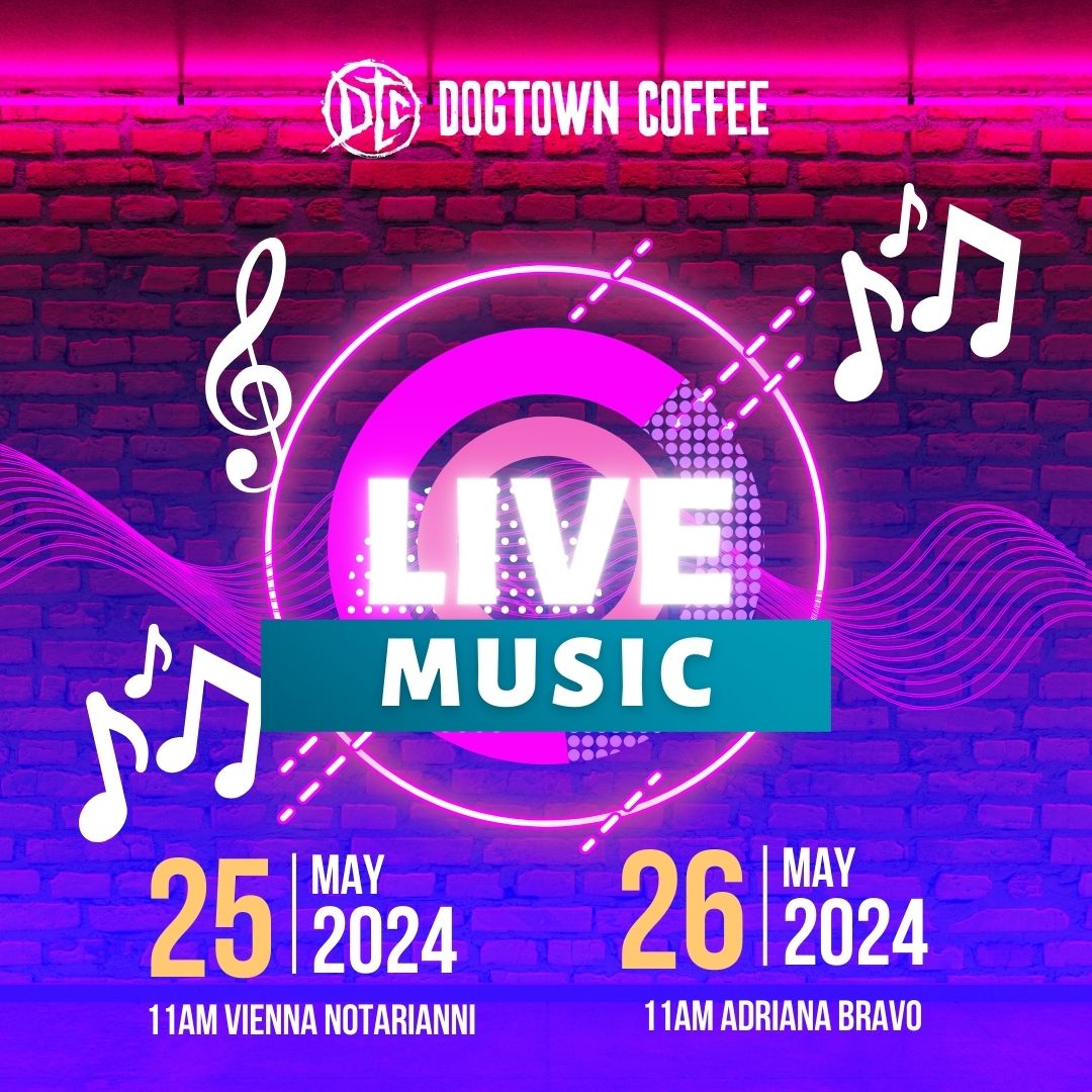 Enjoy the sounds of Vienna Notarianni on May 25th and Adriana Bravo on May 26th at 11am at Dogtown Coffee! 🎶☕ 

#LiveMusic #DogtownCoffee #freethingstodoinSantaMonica