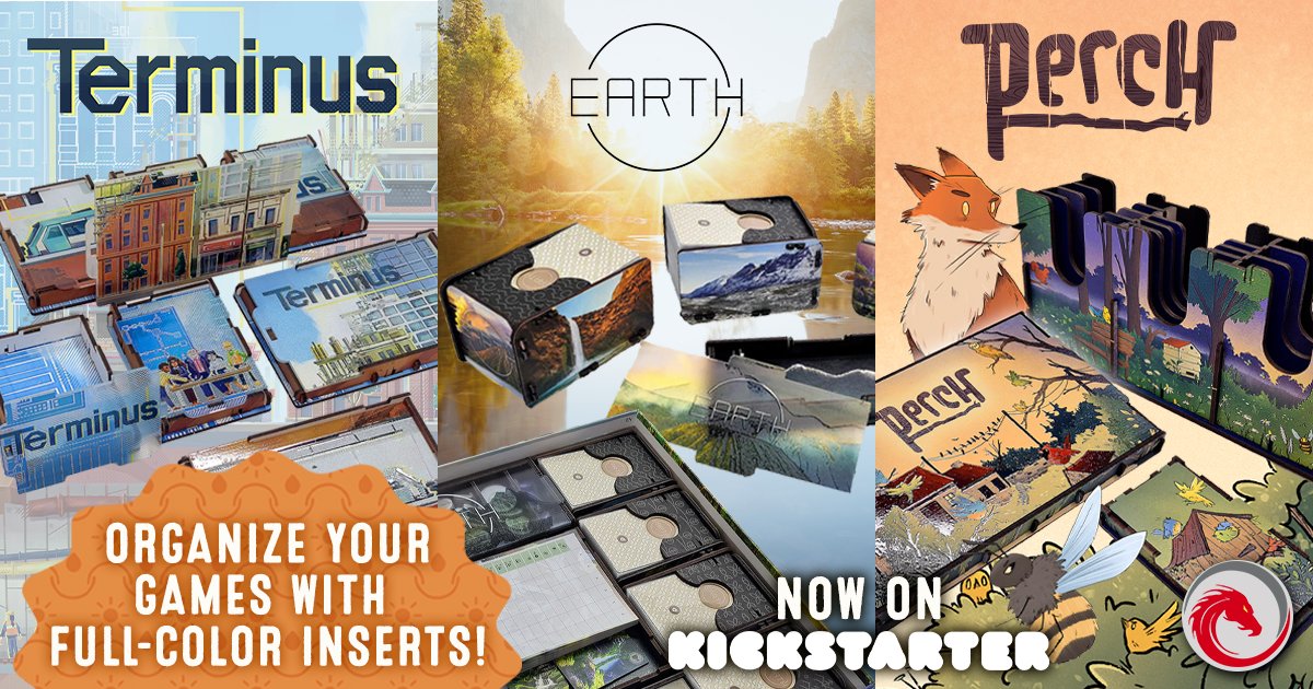 Did you know the talented folks at E-Raptor have new inserts for Earth, Terminus, and Perch coming soon? 🤩 We love how thoughtfully designed each insert is, and just how easy it makes game storage and set-up. Check out the Kickstarter! kickstarter.com/projects/e-rap…