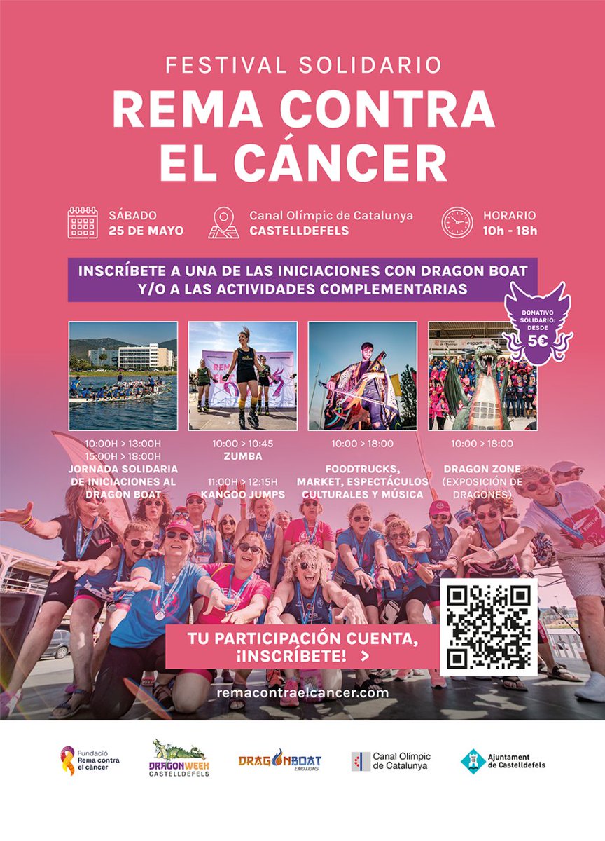 Aquest dissabte nou festival solidari #RemaContraCancer al @canalolimpiccat de Castelldefels, amb la participació de l' @ico_oncologia i altres entitats per donar visibilitat i reconeixement a tots aquells que lluiten contra el #càncer i promouen la salut i l’exercici físic. 💪