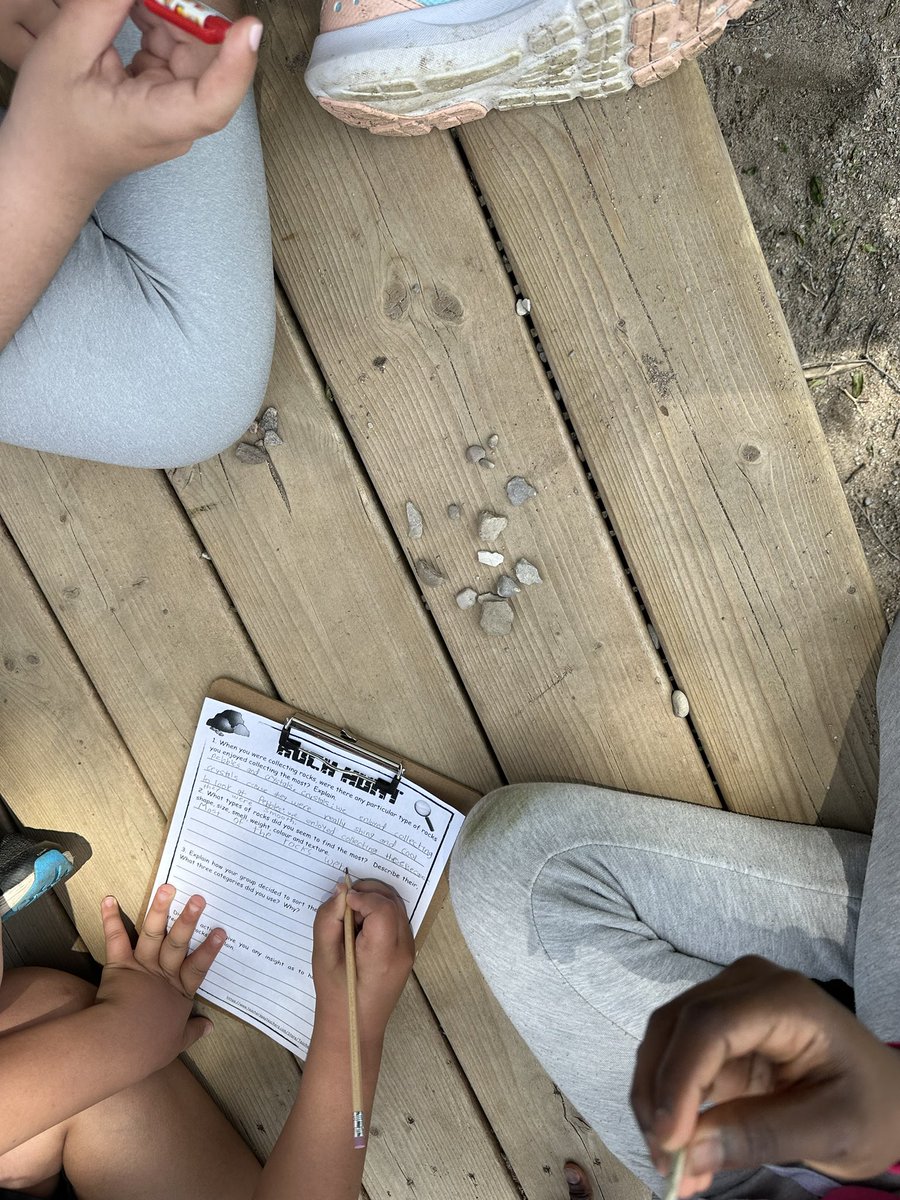 The grade 4’s went on a rock hunt today! To start our first lesson in our new rocks &amp; minerals unit, we went outside and gathered rocks. Then Ss sorted them into categories of their choice and answered questions about it. They’re so excited for the exploration in this unit🪨☺️